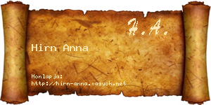 Hirn Anna névjegykártya
